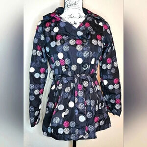 London Fog Girl's Rain Jacket Polka Dots Size 14